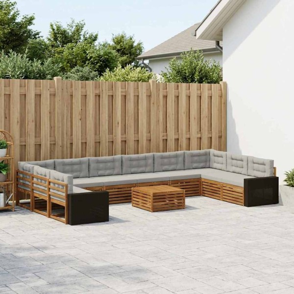 Sofa sets 11 pcs. Solid acacia wood