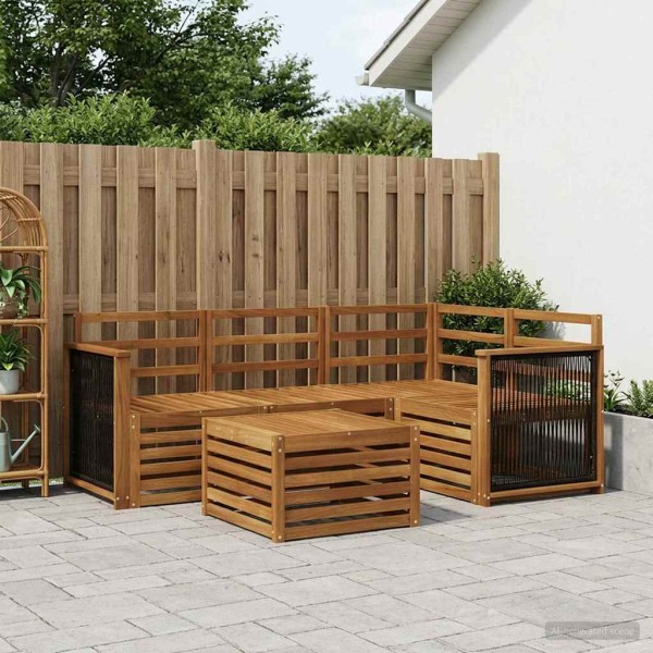 Outdoor sofa set 5 pcs. Natural Polyester