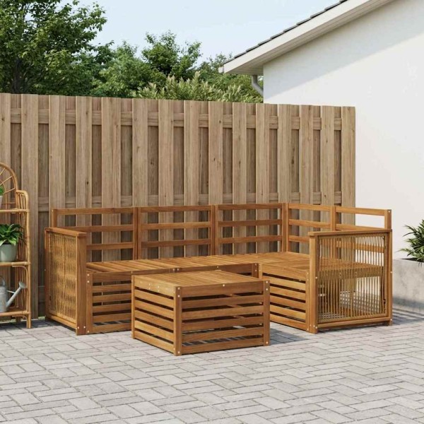 Outdoor sofa set 5 pcs. Natural Polyester