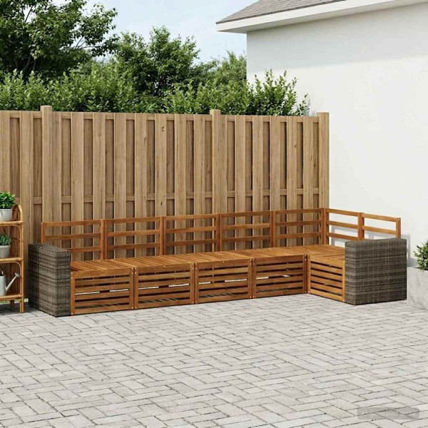 Outdoor sofa set 6 pcs. Natural Polyester