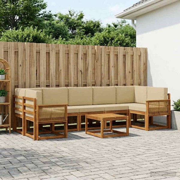 Outdoor sofa set 8 pcs. Natural and wireless Polyester