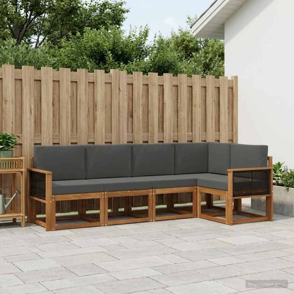 Outdoor sofa set 5 pcs. Natural and anthracite