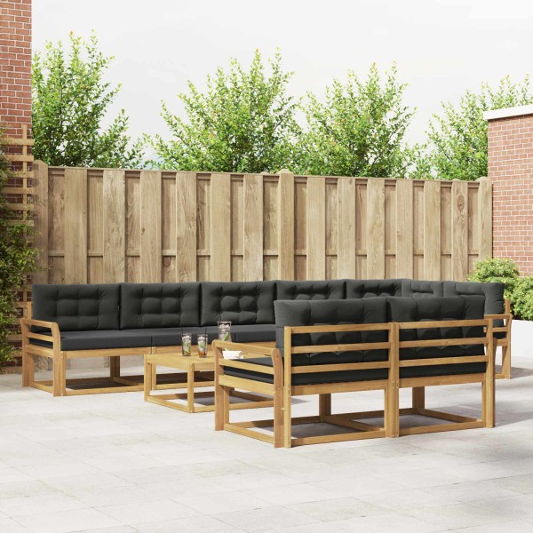 Outdoor sofa set 9 pcs. White and anthracite Polyester