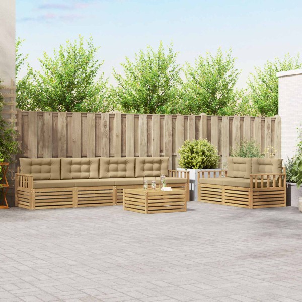 Outdoor sofa set 7 pcs. White and cream Polyester