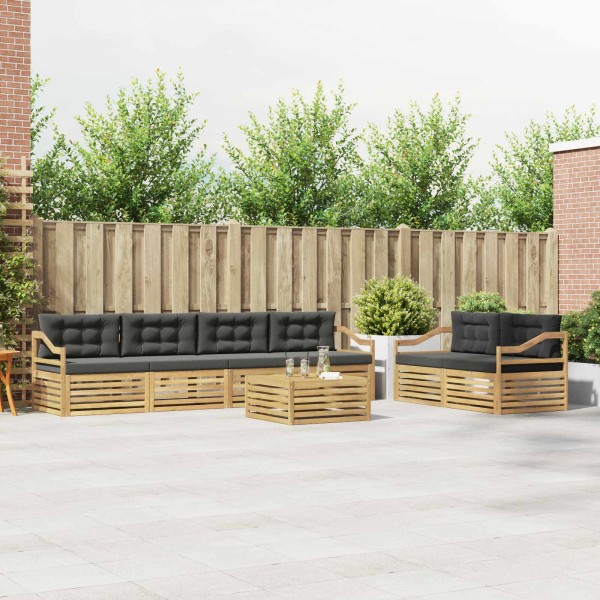Outdoor sofa set 7 pcs. White and anthracite Polyester