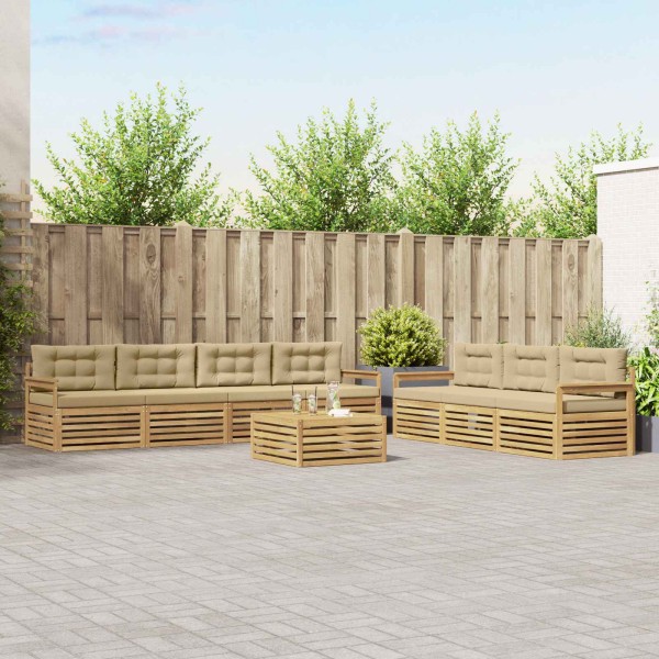 Outdoor sofa set 8 pcs. White and cream Polyester