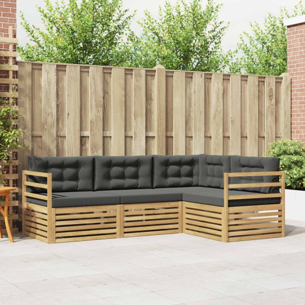 Outdoor sofa set 4 pcs. White and anthracite Polyester