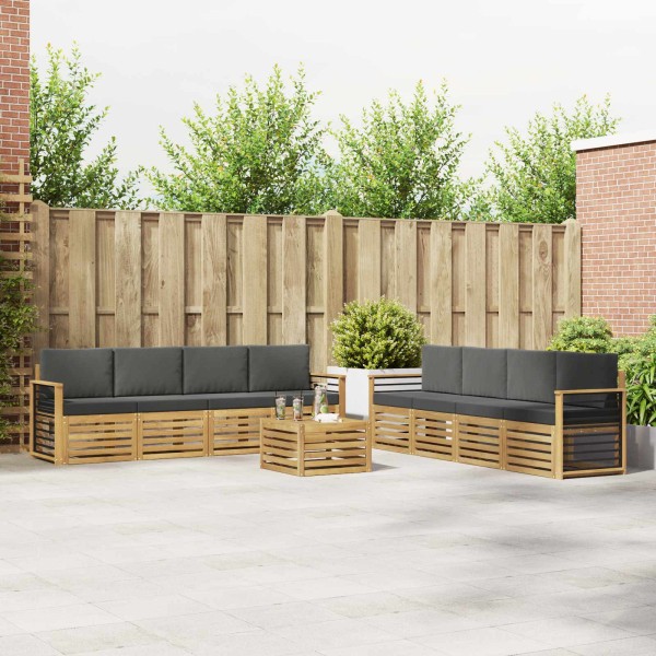 Outdoor sofa set 9 pcs. White and anthracite Polyester
