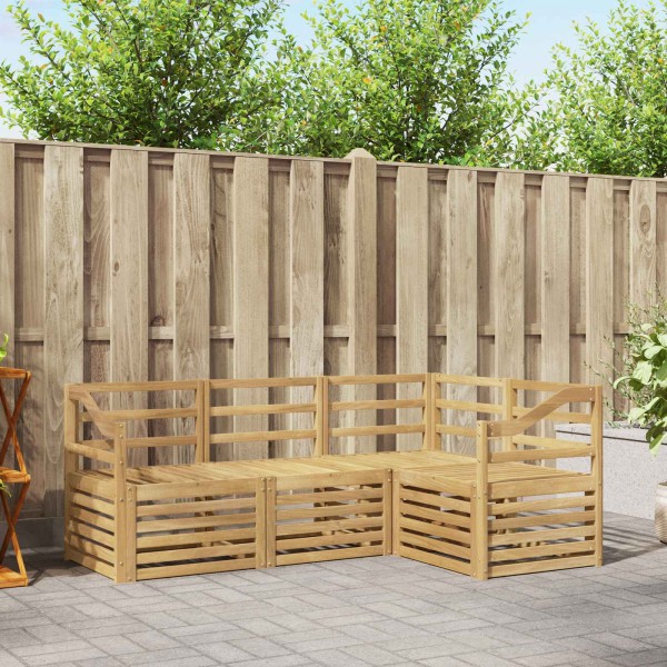 Outdoor sofa set 4 pcs. White Solid acacia wood