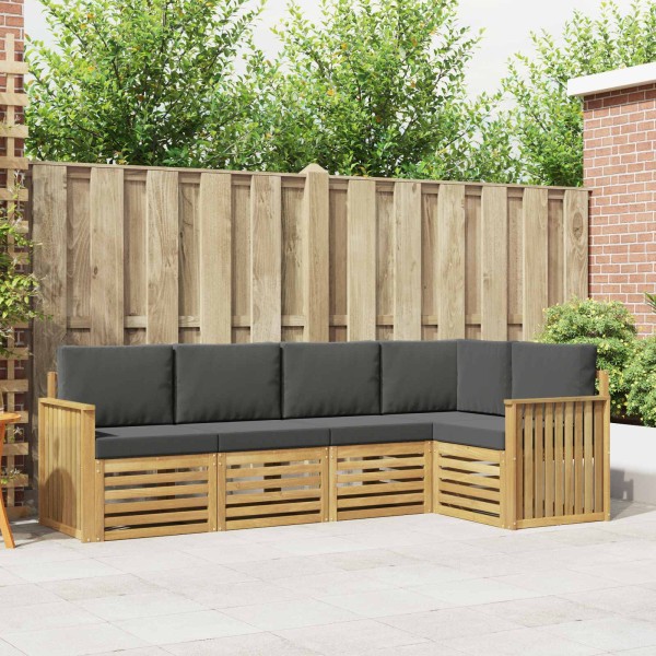 Outdoor sofa set 5 pcs. White and anthracite Polyester