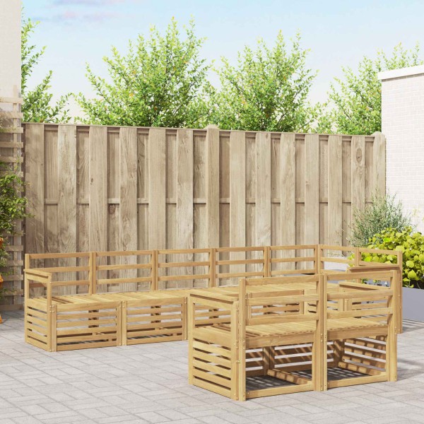 Outdoor sofa set 8 pcs. White Solid acacia wood