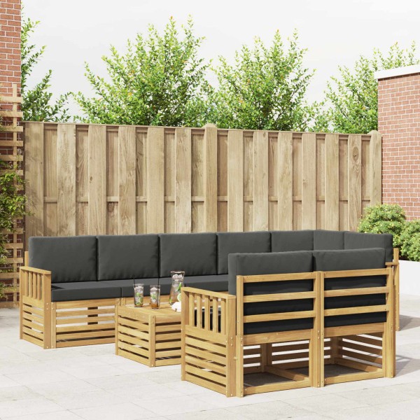 Outdoor sofa set 9 pcs. White and anthracite Polyester