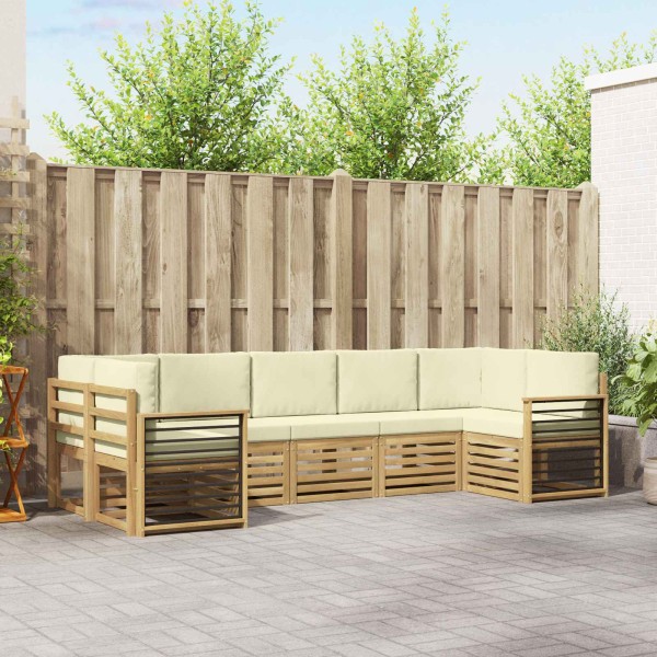 Outdoor sofa set 7 pcs. White and cream Polyester