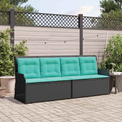 Garden bench Black polyrattan