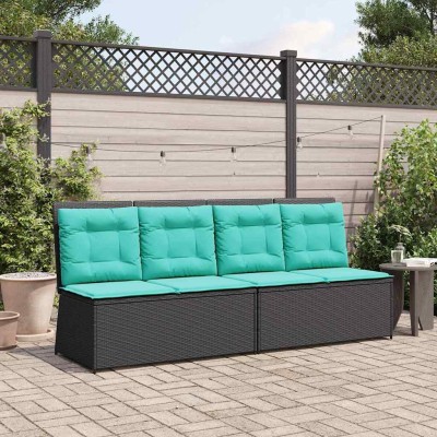 Garden bench Black polyrattan