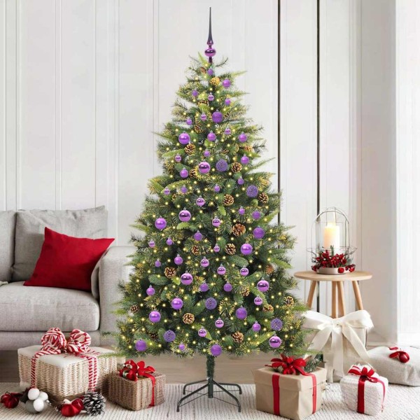 Artificial collapsible Christmas tree with pine cones 180 cm