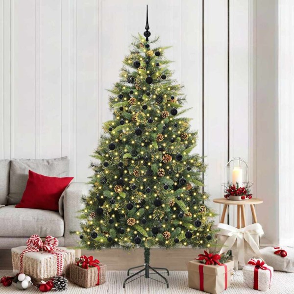 Artificial collapsible Christmas tree with pine cones 210 cm
