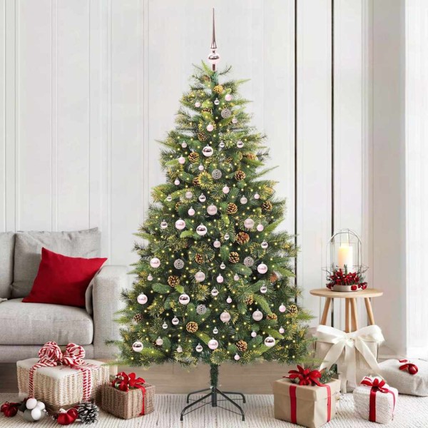 Artificial collapsible Christmas tree with pine cones 210 cm