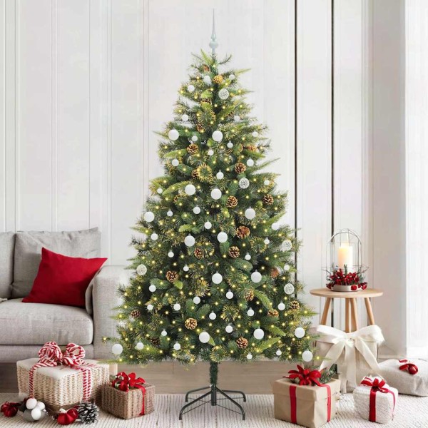 Artificial collapsible Christmas tree with pine cones 210 cm