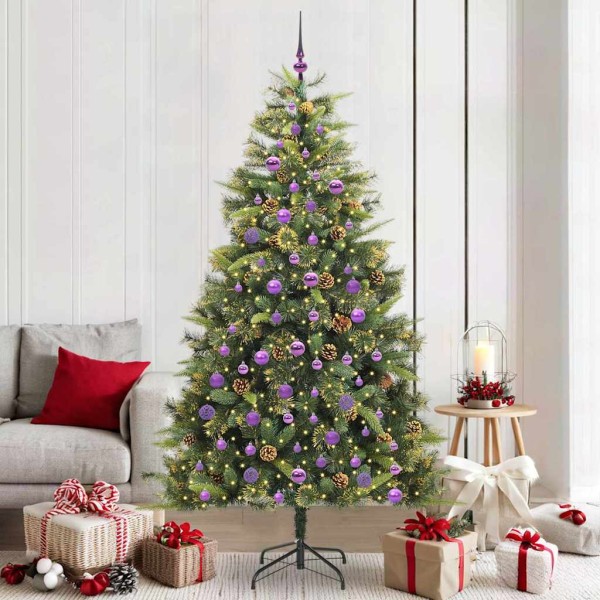 Artificial collapsible Christmas tree with pine cones 210 cm