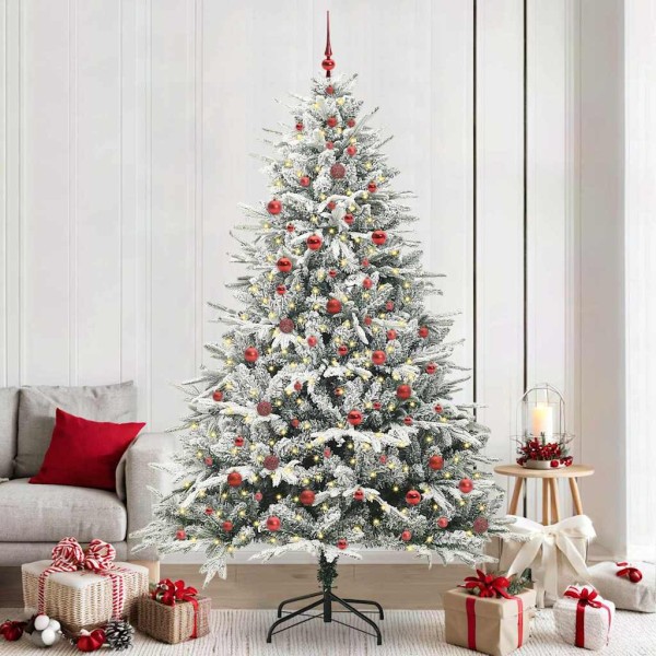 Artificial pre-lit Christmas tree with balls set