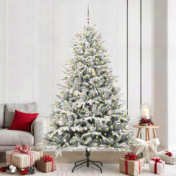 Artificial pre-lit Christmas tree with balls set