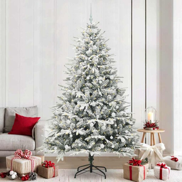 Artificial pre-lit Christmas tree with balls set