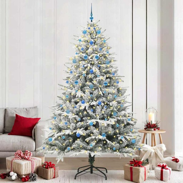Artificial pre-lit Christmas tree with balls set