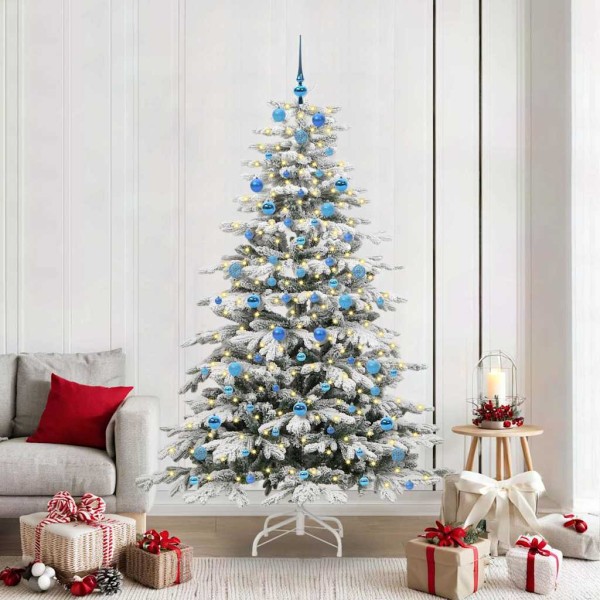 Artificial Folding Christmas Tree White 210 cm PE and PVC