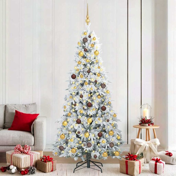 Artificial Folding Christmas Tree White 210 cm PE and PVC
