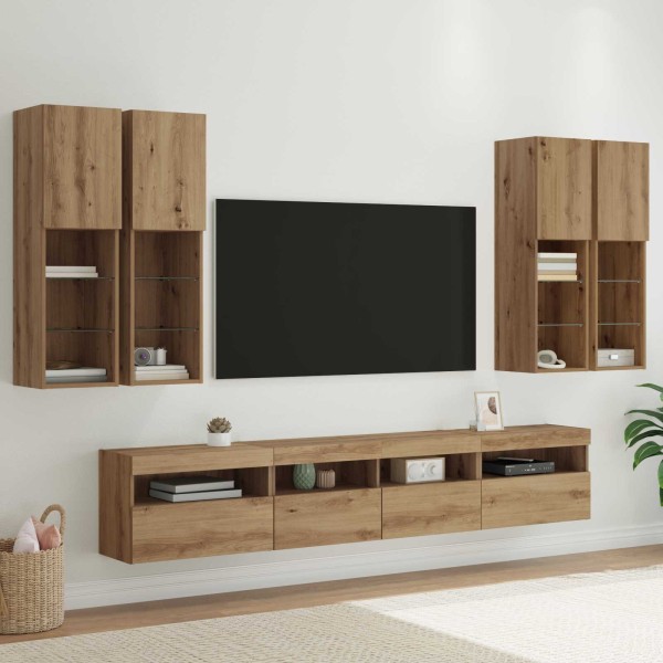 TV wall cabinet set with LED lighting 7 pcs.