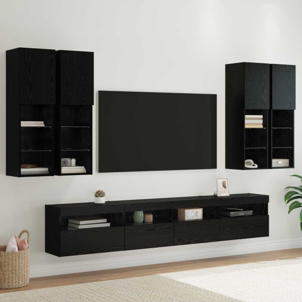 TV wall cabinet set with LED lighting 7 pcs.