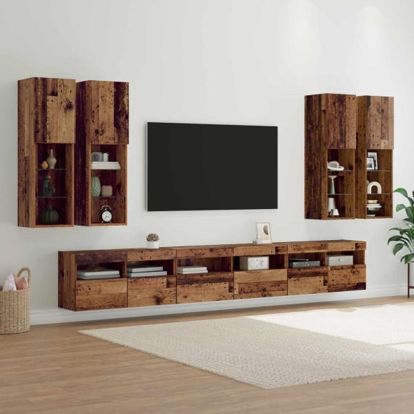 TV wall cabinet set 7 pcs. Ancient tree