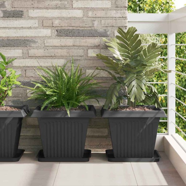 Plant pots 6 pcs. Black Plastic