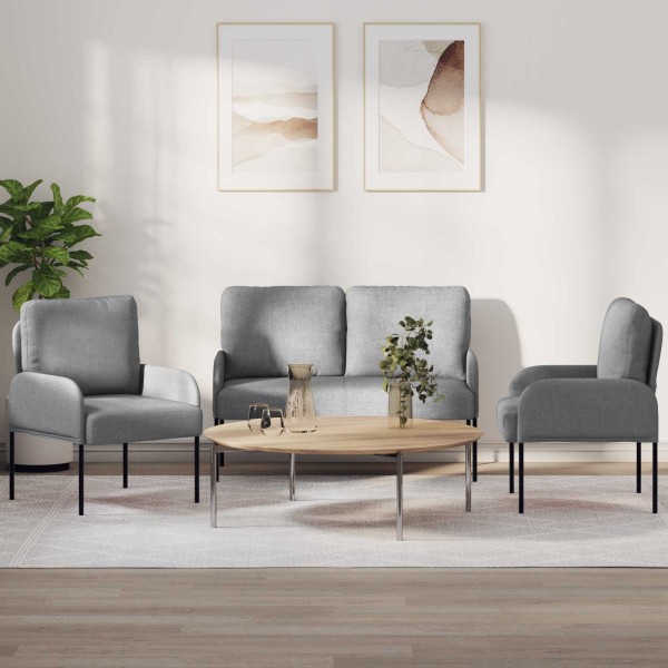 Sofa sets 3 pcs. Light gray plywood