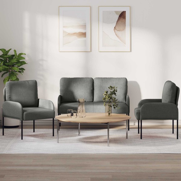 Sofa sets 3 pcs. Dark gray plywood