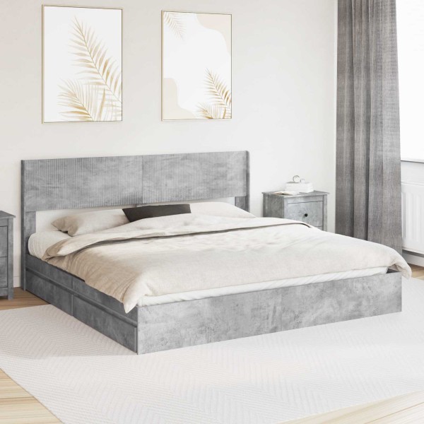 Bed frame with storage and back 2 pcs. Processed wood