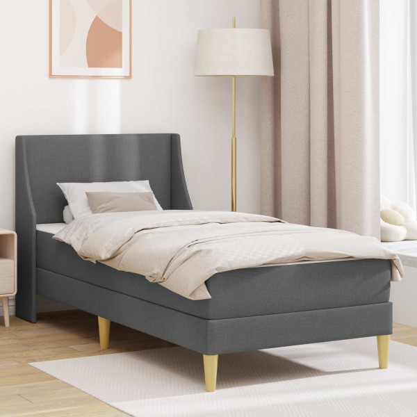 Bed frame with mattress Dark gray 90 x 200 cm Polyester