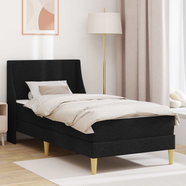 Bed frame with mattress Black 90 x 200 cm Polyester