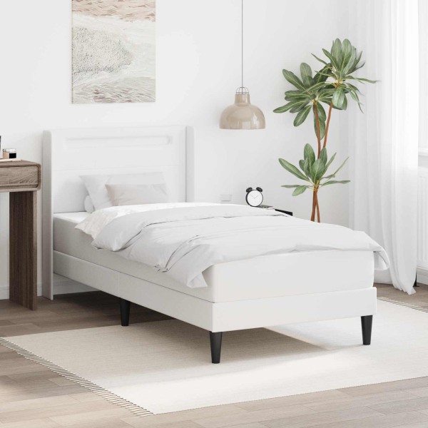 Bed frame with mattress White 80 x 200 cm Artificial leather