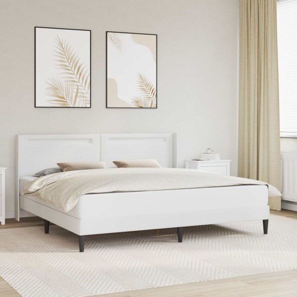 Bed frame with mattress White 200 x 200 cm Artificial leather