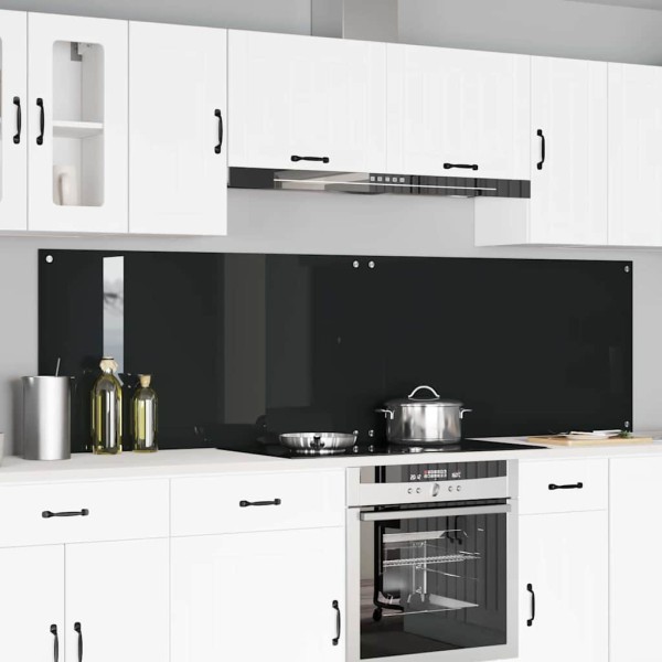 Kitchen ledge 2 pcs. Black 110 x 60 cm tempered glass