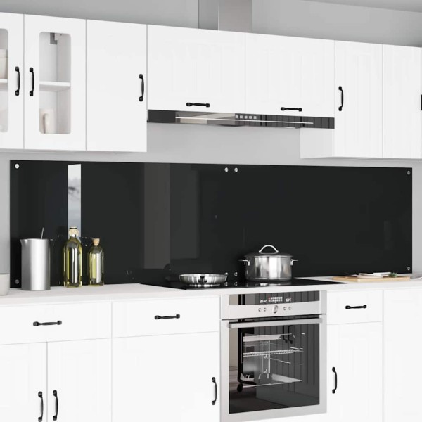 Kitchen ledge 2 pcs. Black 120 x 60 cm tempered glass