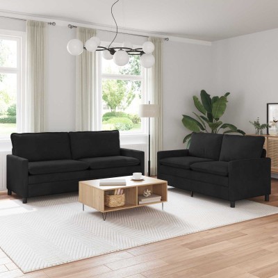 Sofa set 2 pcs. Black Velvet