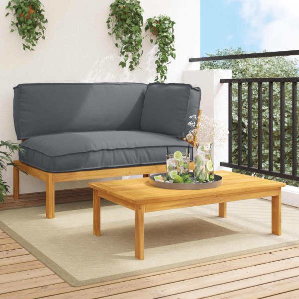 Sofa set 2 pcs. Anthracite Solid acacia wood