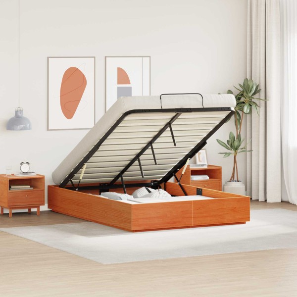 Ottoman bed frame with storage function Wax brown