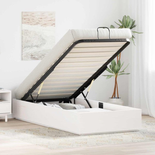 Ottoman bed frame with storage function White 100 x 200 cm