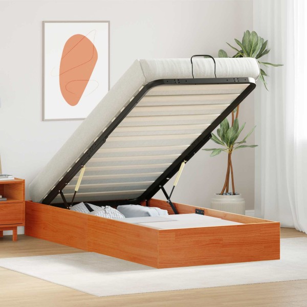 Ottoman bed frame with storage function Wax Brown