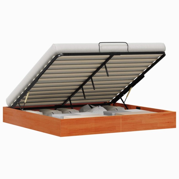 Ottoman bed frame with storage function Wax brown
