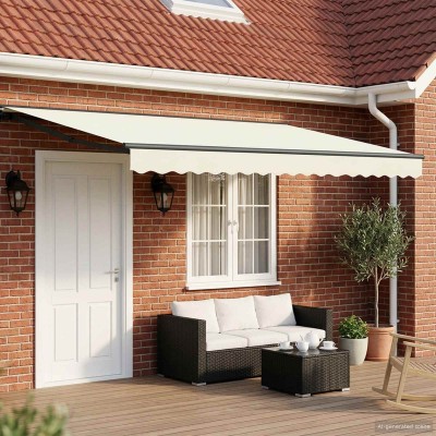 Manual folding awning Cream...